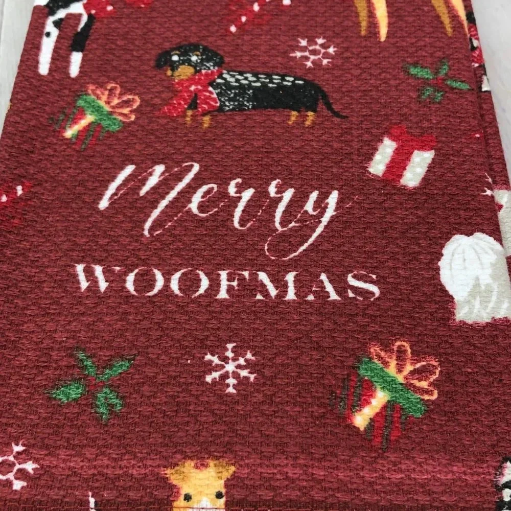 NWT winter wonderland kitchen towel merry woofmas